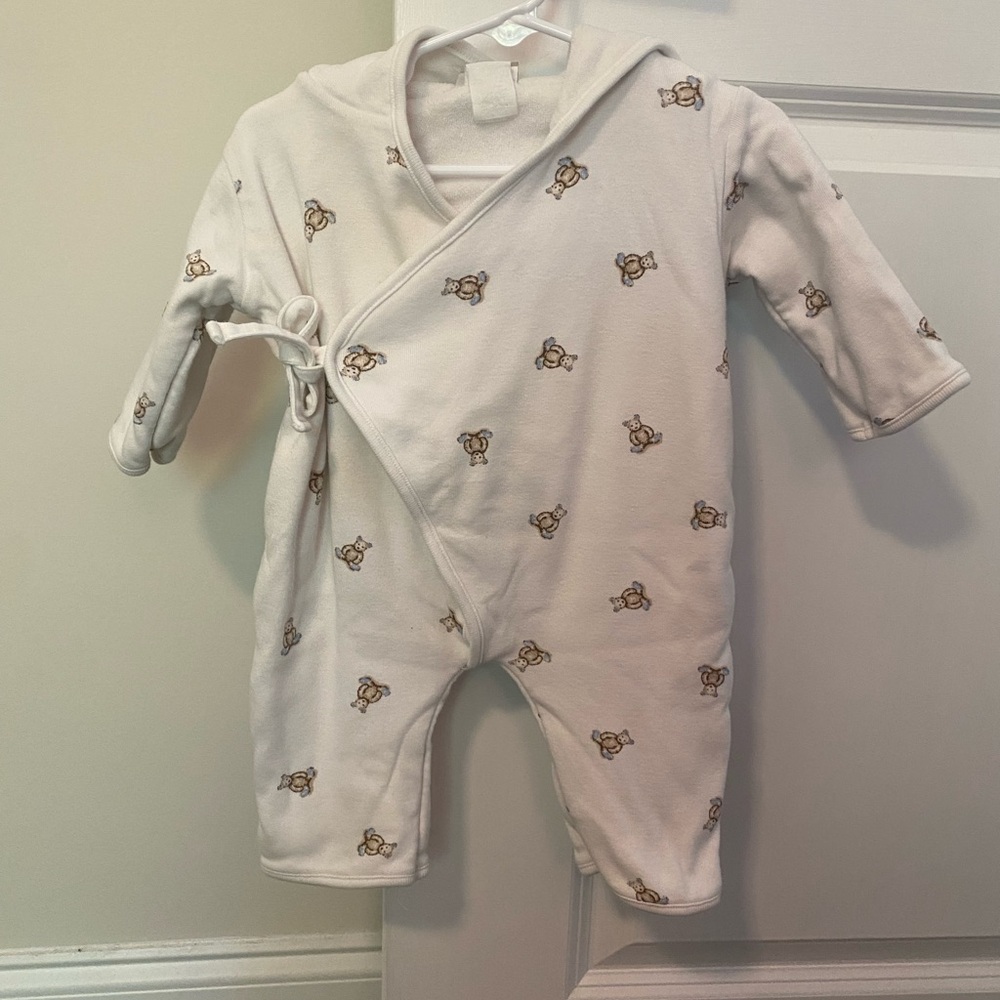 Vintage Terry Cloth Hooded Wrap with Teddy Bears